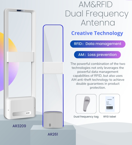 AM+RFID врата со двофреквентен канал, препорачана за продавници за чевли и облека!